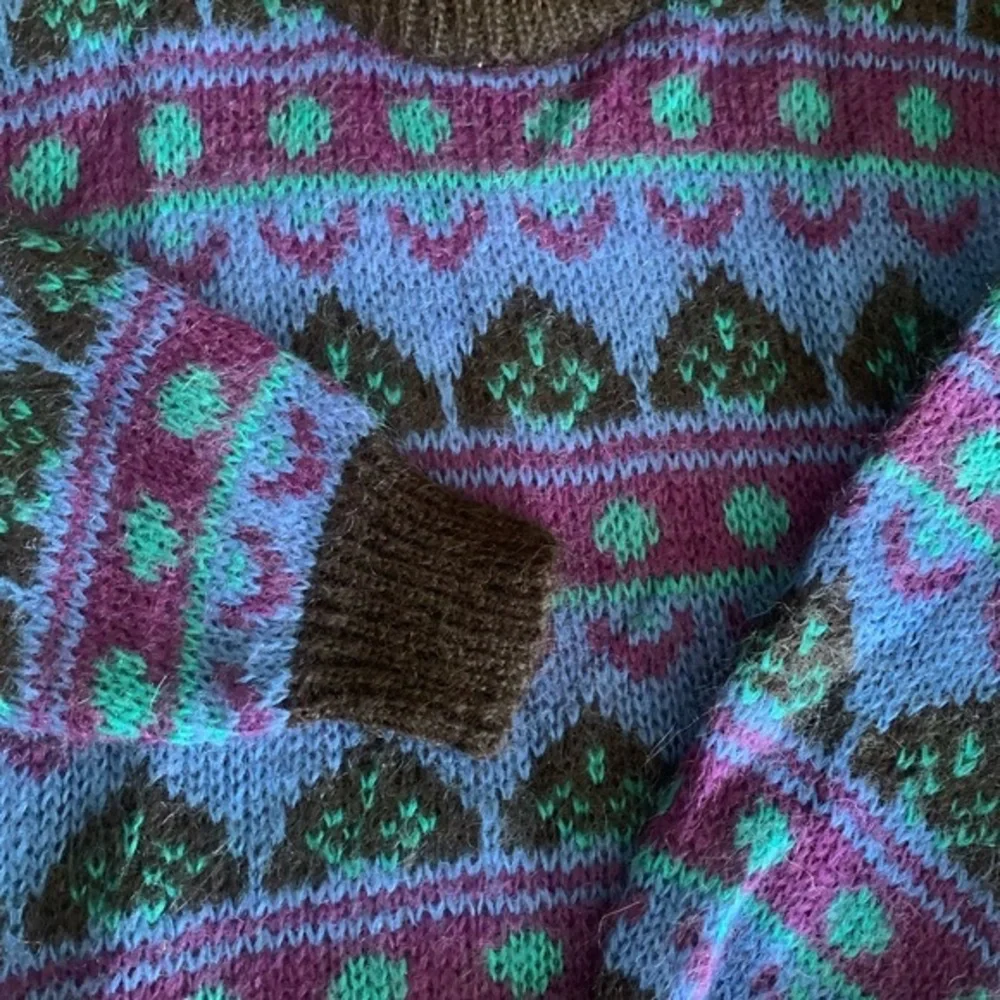 Unisex Med Mohair Acrylic Pullover Retro 90s Granny Sweater Geometric Gallagher‎